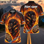 BlueJose Darts Fire Lion Flame Art Design Personalized Name, Team Name Unisex Shirt (4 Colors)