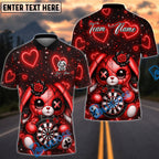 BlueJose Darts Valentine Cute Bear Design Personalized Name, Team Name Unisex Shirt (4 Colors)