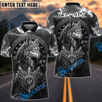 BlueJose Darts Wolf Viking Symbol Design Personalized Name, Team Name Unisex Shirt (6 Colors)