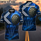 BlueJose Darts Fire Flame White Arrow Design Personalized Name, Team Name Unisex Shirt (4 Colors)