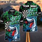 BlueJose Darts Shark Dartboard Graffiti Just Do It Design Personalized Name, Team Name Unisex Shirt (4 Colors)