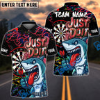 BlueJose Darts Shark Dartboard Graffiti Just Do It Design Personalized Name, Team Name Unisex Shirt (4 Colors)