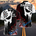 BlueJose Darts Grunge Punisher Skull Personalized Name, Team Name Unisex Shirt (4 Colors)