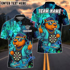 BlueJose Darts Cool Capybara Dartboard Design Personalized Name, Team Name Unisex Shirt (4 Colors)