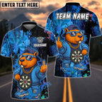 BlueJose Darts Cool Capybara Dartboard Design Personalized Name, Team Name Unisex Shirt (4 Colors)