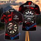 BlueJose Darts Skull Target Gothic Design Personalized Name, Team Name Unisex Shirt (4 Colors)