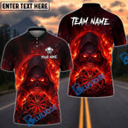 BlueJose Darts Grim Reaper Hold Dartboard Flames Design Personalized Name, Team Name Unisex Shirt (4 Colors)
