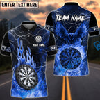 BlueJose Darts Flame Eagle Stand On Dartboard Flames Design Personalized Name, Team Name Unisex Shirt (4 Colors)