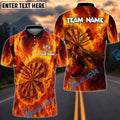 BlueJose Darts Flame Wolf Bullseye With Dartboard Design Personalized Name, Team Name Unisex Shirt (4 Colors)