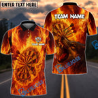 BlueJose Darts Flame Wolf Bullseye With Dartboard Design Personalized Name, Team Name Unisex Shirt (4 Colors)