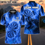 BlueJose Darts Flame Wolf Bullseye With Dartboard Design Personalized Name, Team Name Unisex Shirt (4 Colors)