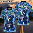 BlueJose Darts Scary Teddy Bear Dartboard Skull Background Design Personalized Name, Team Name Unisex Shirt (4 Colors)