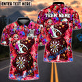 BlueJose Darts Scary Teddy Bear Dartboard Skull Background Design Personalized Name, Team Name Unisex Shirt (4 Colors)