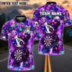 BlueJose Darts Scary Teddy Bear Dartboard Skull Background Design Personalized Name, Team Name Unisex Shirt (4 Colors)