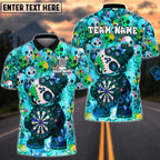 BlueJose Darts Scary Teddy Bear Dartboard Skull Background Design Personalized Name, Team Name Unisex Shirt (4 Colors)