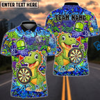 BlueJose Darts Graffiti Cute Dinosaur Dartboard Design Personalized Name, Team Name Unisex Shirt (4 Colors)