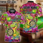 BlueJose Darts Graffiti Cute Dinosaur Dartboard Design Personalized Name, Team Name Unisex Shirt (4 Colors)