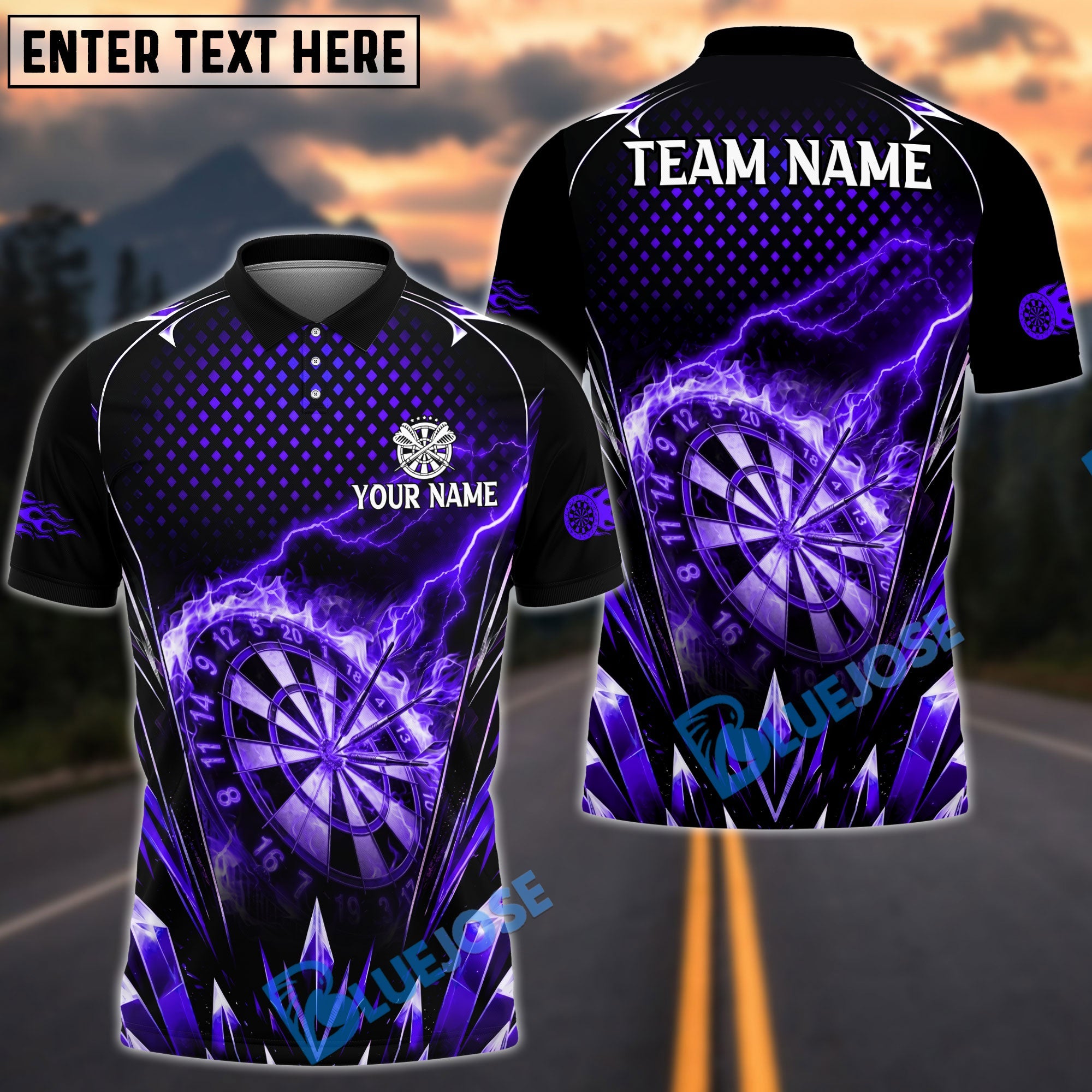 BlueJose Darts Thunder Ice Power Personalized Name, Team Name Unisex Shirt (4 Colors)