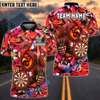 BlueJose Darts Cool Rooster Dartboard Design Personalized Name, Team Name Unisex Shirt (4 Colors)