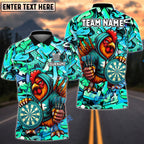 BlueJose Darts Cool Rooster Dartboard Design Personalized Name, Team Name Unisex Shirt (4 Colors)