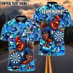 BlueJose Darts Cool Rooster Dartboard Design Personalized Name, Team Name Unisex Shirt (4 Colors)