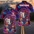 BlueJose Darts Neon Scary Teddy Bear Dartboard Design Personalized Name, Team Name Unisex Shirt (4 Colors)