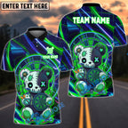 BlueJose Darts Neon Scary Teddy Bear Dartboard Design Personalized Name, Team Name Unisex Shirt (4 Colors)