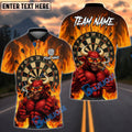 BlueJose Darts Cool Smoking Bull Flame Dartboard King Design Personalized Name, Team Name Unisex Shirt (4 Colors)
