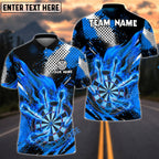 BlueJose Darts Flaming Dartboard Grunge Dot Design Personalized Name, Team Name Unisex Shirt (4 Colors)