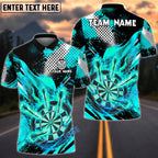 BlueJose Darts Flaming Dartboard Grunge Dot Design Personalized Name, Team Name Unisex Shirt (4 Colors)