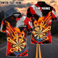BlueJose Darts Flaming Dartboard Grunge Dot Design Personalized Name, Team Name Unisex Shirt (4 Colors)