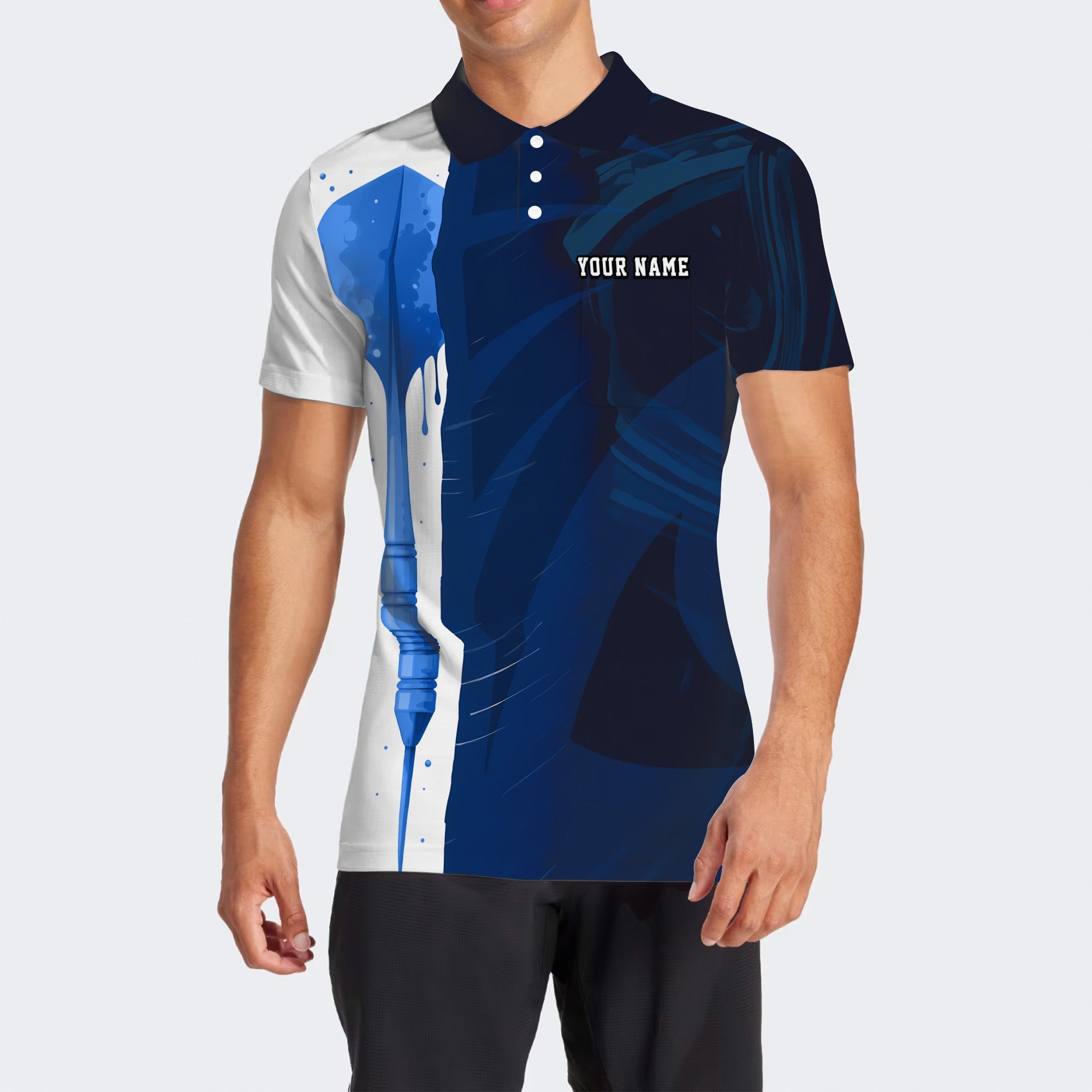 BlueJose Blue Darts Paintdrop Style Personalized Name, Team Name Unisex Shirt