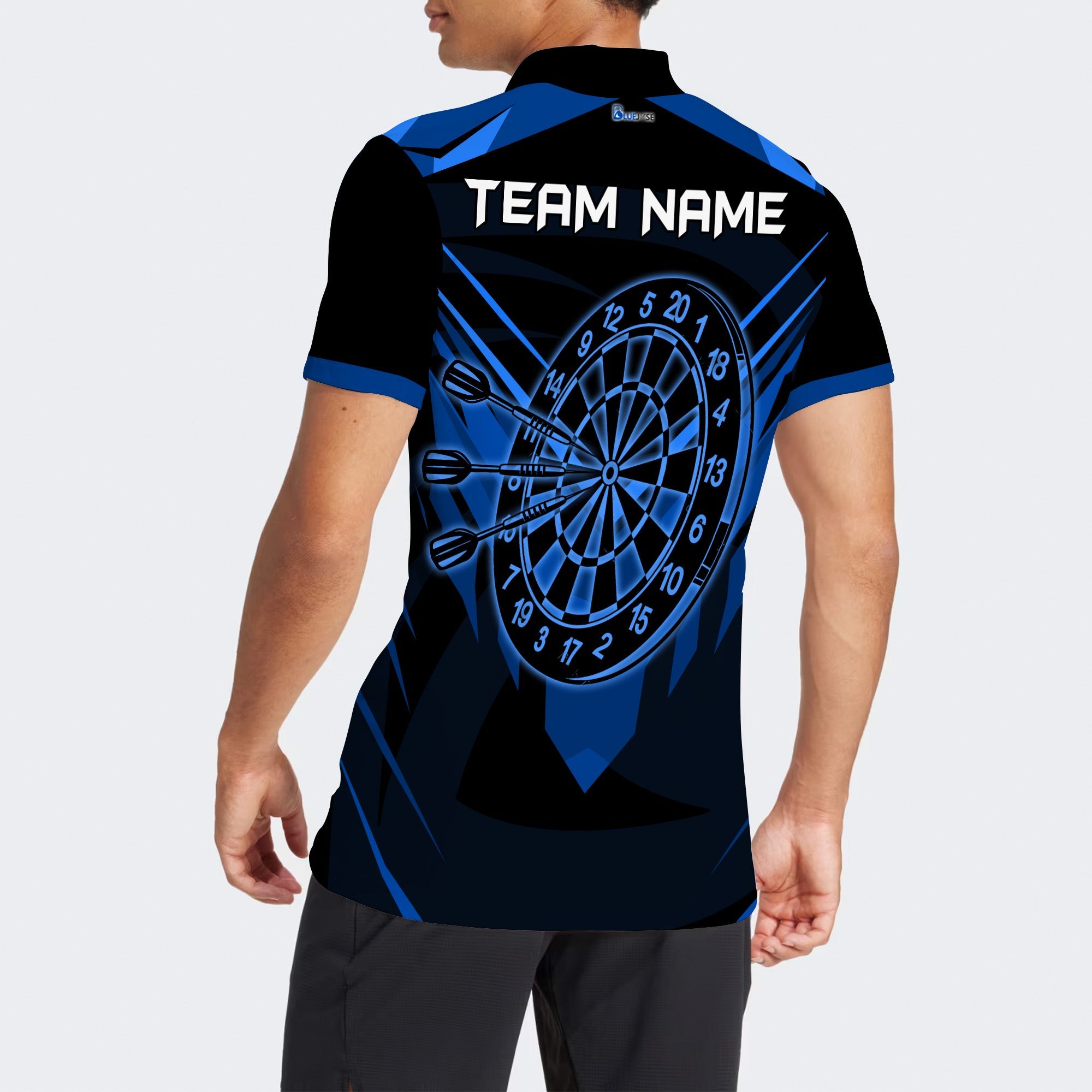 BlueJose Design Blue And Black Darts Personalized Name, Team Name Unisex Shirt