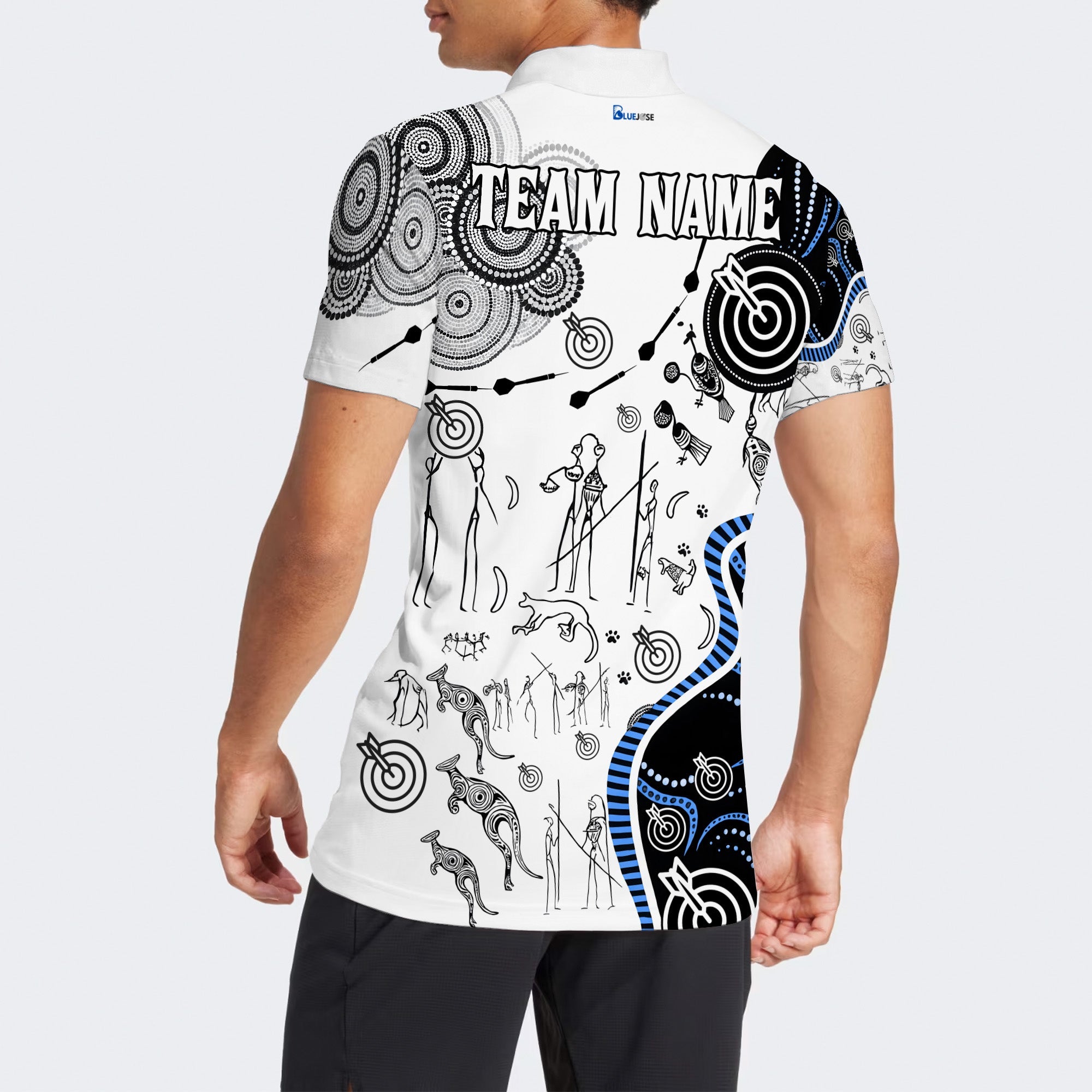 BlueJose Design Aboriginal Art Darts Personalized Name, Team Name Unisex Shirt