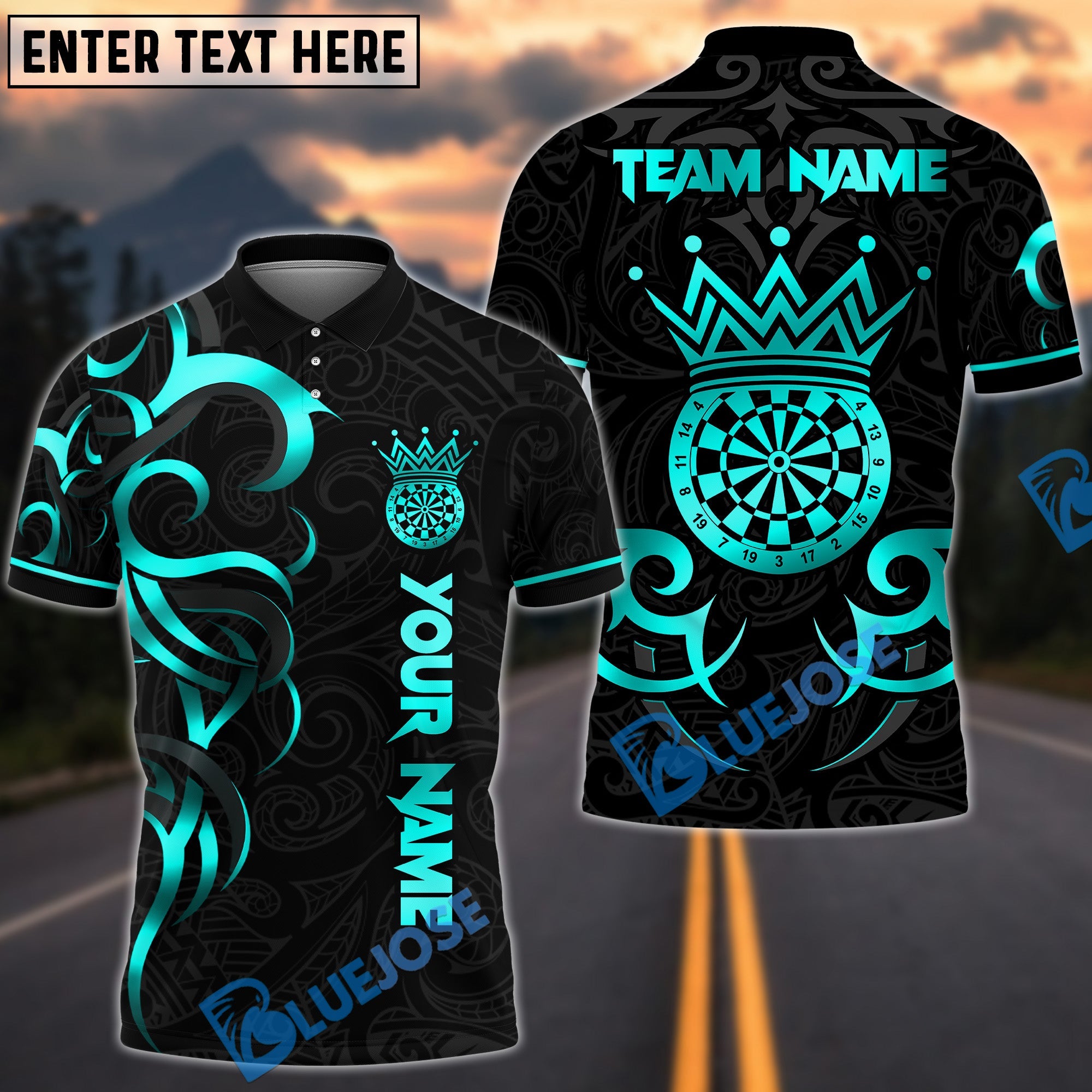 BlueJose Darts Royal King Customized Name, Team Name 3D Shirt (4 Colors)