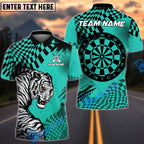 BlueJose Darts White Tiger Checkered Pattern Multicolor Options Personalized Name Shirt (4 Colors)