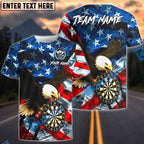 BlueJose Darts Patriotic Eagle American Flag Personalized Name Shirt