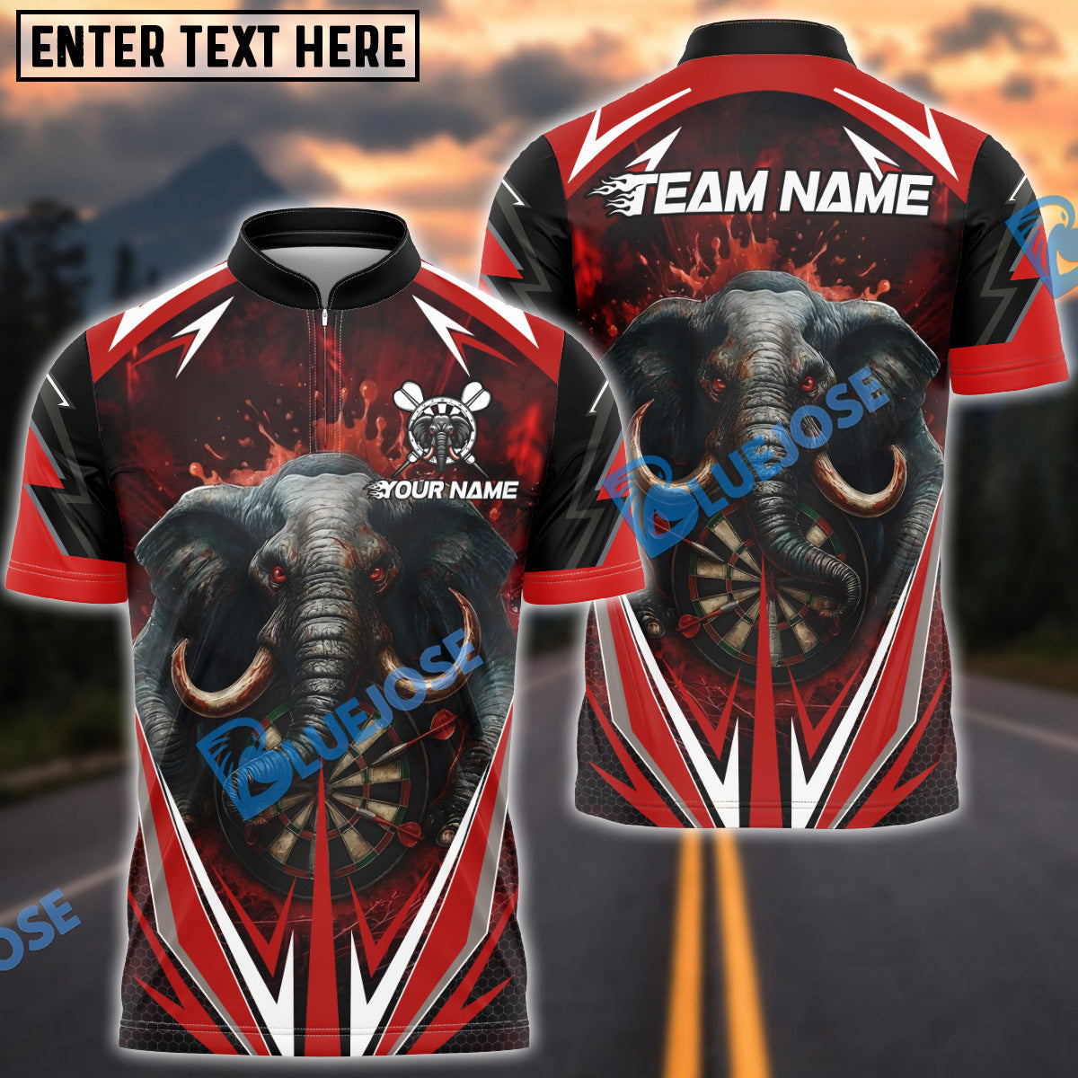 BlueJose Darts Elephant Dartboard Customized Name, Team Name 3D Shirt (4 Colors)