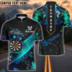 BlueJose Darts Neon Abstract Paint Splash Galaxy Personalized Name, Team Name Unisex Shirt (4 Colors)