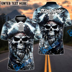 BlueJose Darts Pirate Skull Storm Design Personalized Name, Team Name Unisex Shirt (4 Colors)