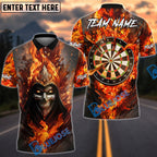 BlueJose Darts Flame Skull Fire Reaper Personalized Name, Team Name Unisex Shirt (4 Colors)