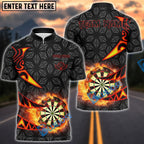 BlueJose Darts Flaming Dartboard Tribal Arrows Personalized Name, Team Name Shirt (4 Colors)