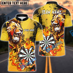 BlueJose Darts Flame Lion Personalized Name, Team Name Pocket Shirt (4 Colors)