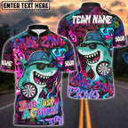 BlueJose Darts Cool Shark Graffiti Style Multicolor Options Personalized Name Shirt (4 Colors)