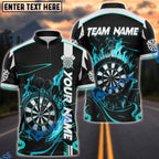 BlueJose Darts Flaming Dartboard Blaze Customized Name, Team Name 3D Shirt (4 Colors)