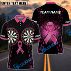 BlueJose Darts Strong in Pink Breast Cancer Awareness Ribbon Personalized Name Shirt