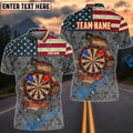 BlueJose Darts American Flag Steel Grunge Target Personalized Name Shirt