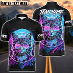 BlueJose Darts Neon Cat Cyberpunk Design Multicolor Options Personalized Name Shirt (4 Colors)