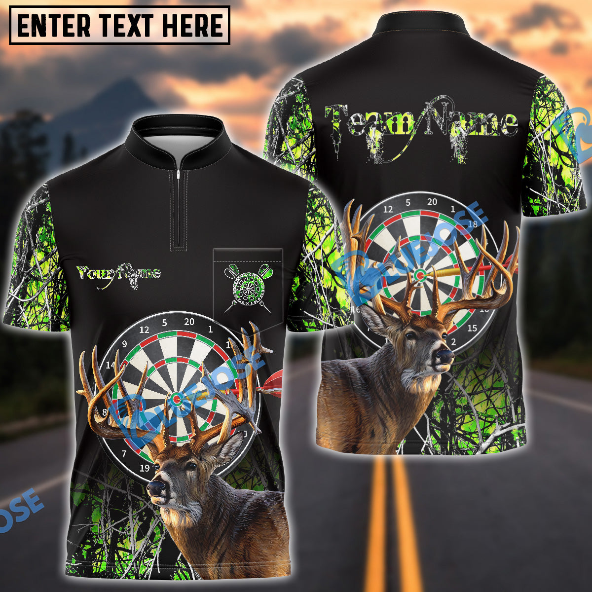 BlueJose Darts Deer Hunting Camo Multicolor Options Personalized Name Shirt (4 Colors)