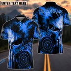BlueJose Darts Punisher Skull Fire Flames Customized Name, Team Name 3D Shirt (4 Colors)